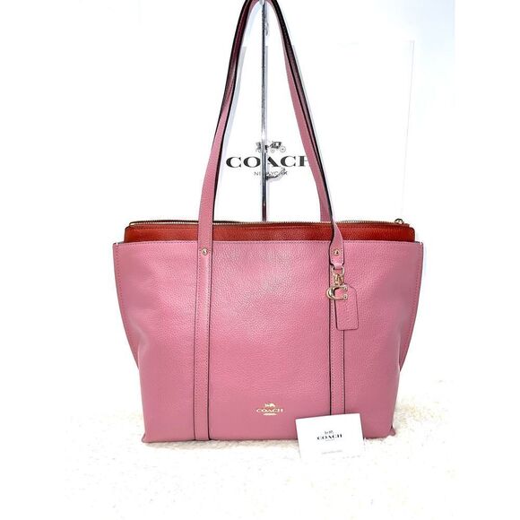 🎁🔥NWT! Coach Leather MAY Tote Handbag Signature Rose Pink Msrp:$428.00 - Picture 1 of 9